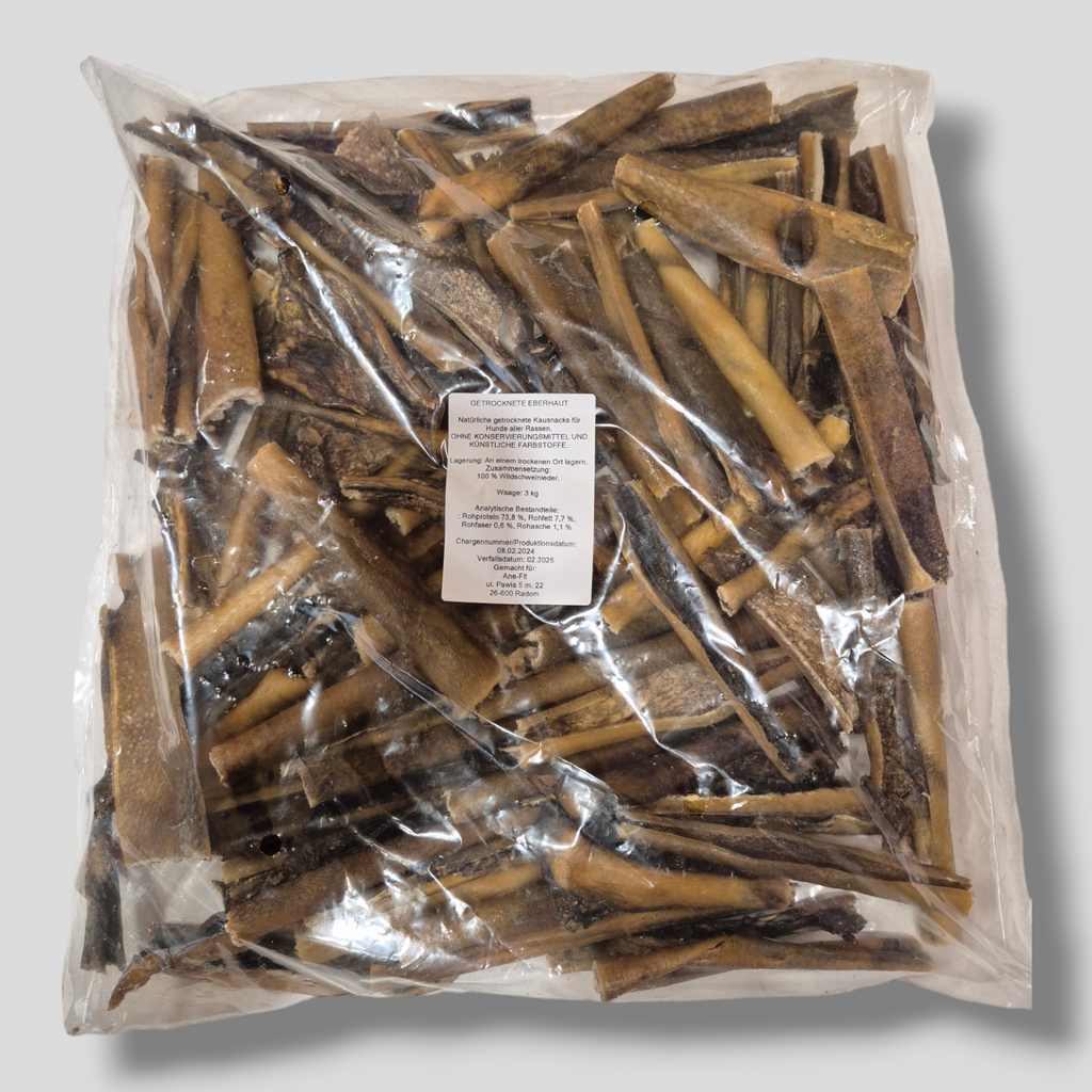 Getrocknete Wildschweinhaut für Hunde | 100% Natur | Kausnack